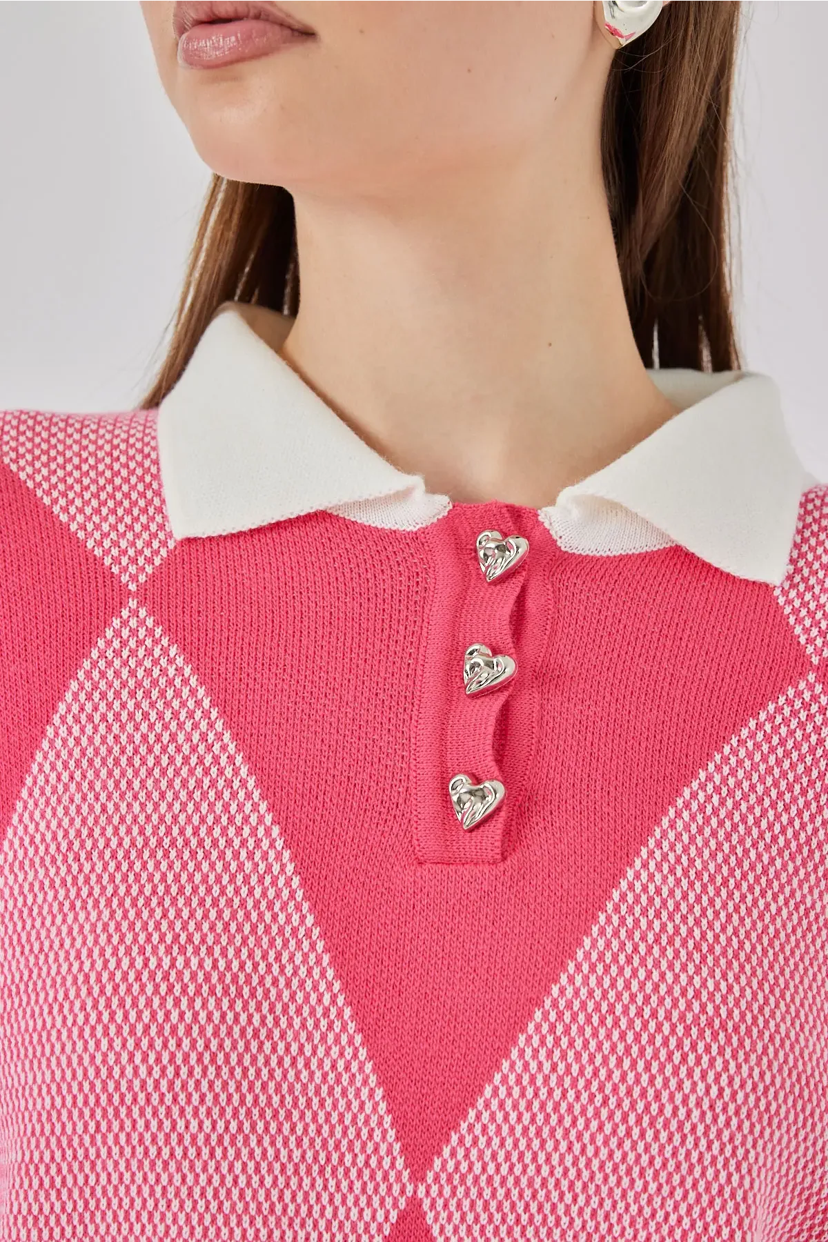 Kadın Crop Triko Kazak 15936 - C. Pembe