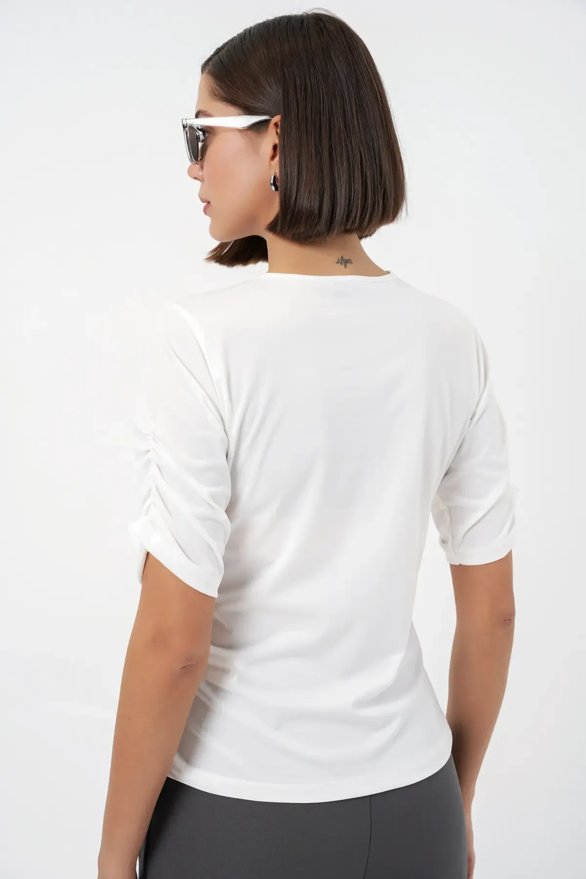 Kadın Düğme Detaylı Sandy Bluz 992 - Beyaz