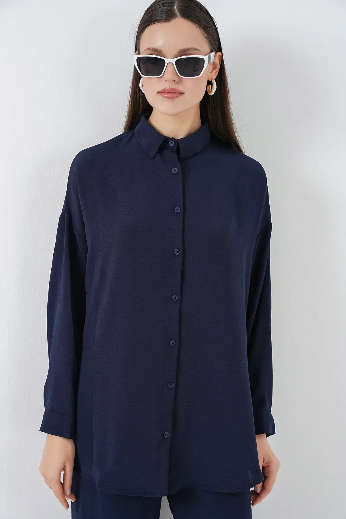 Kadın Gömlek Pantolon İkili Takım 30063 - Lacivert