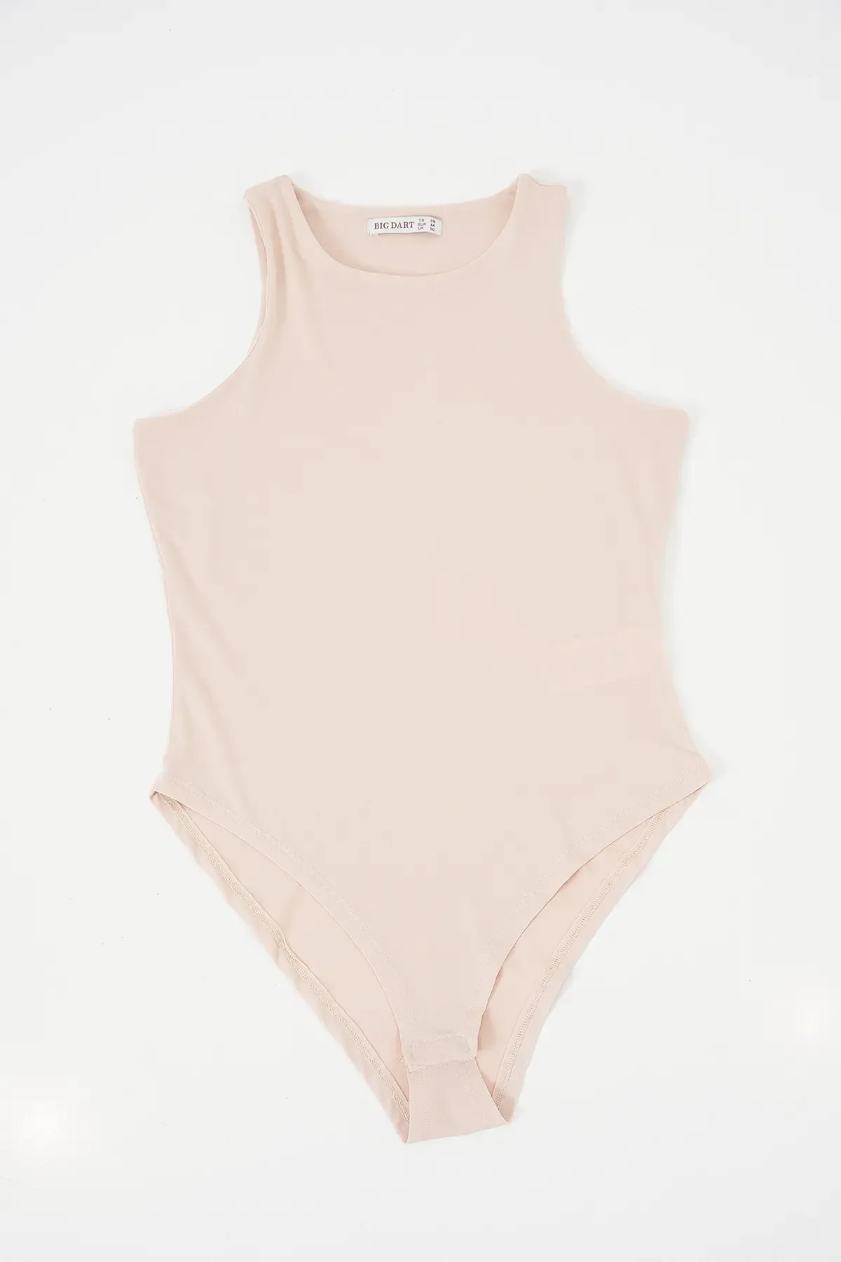 Kadın Halter Yaka Çıtçıtlı Body 972 - Bej