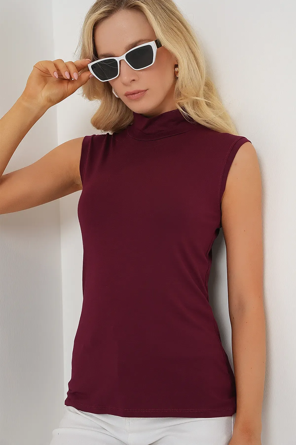 Kadın Kolsuz Body 4348 - Bordo