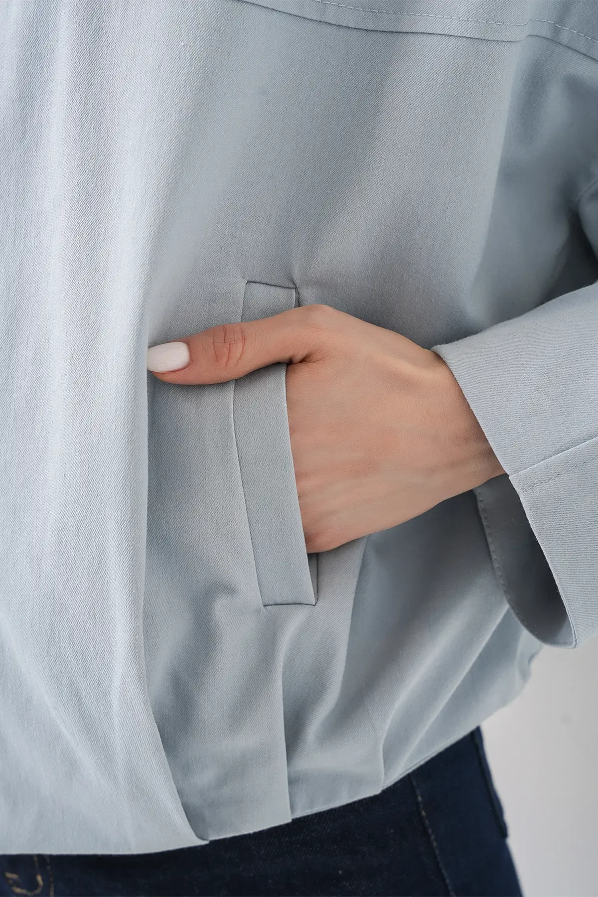 Kadın Kot Bomber Ceket 0737 - Mavi