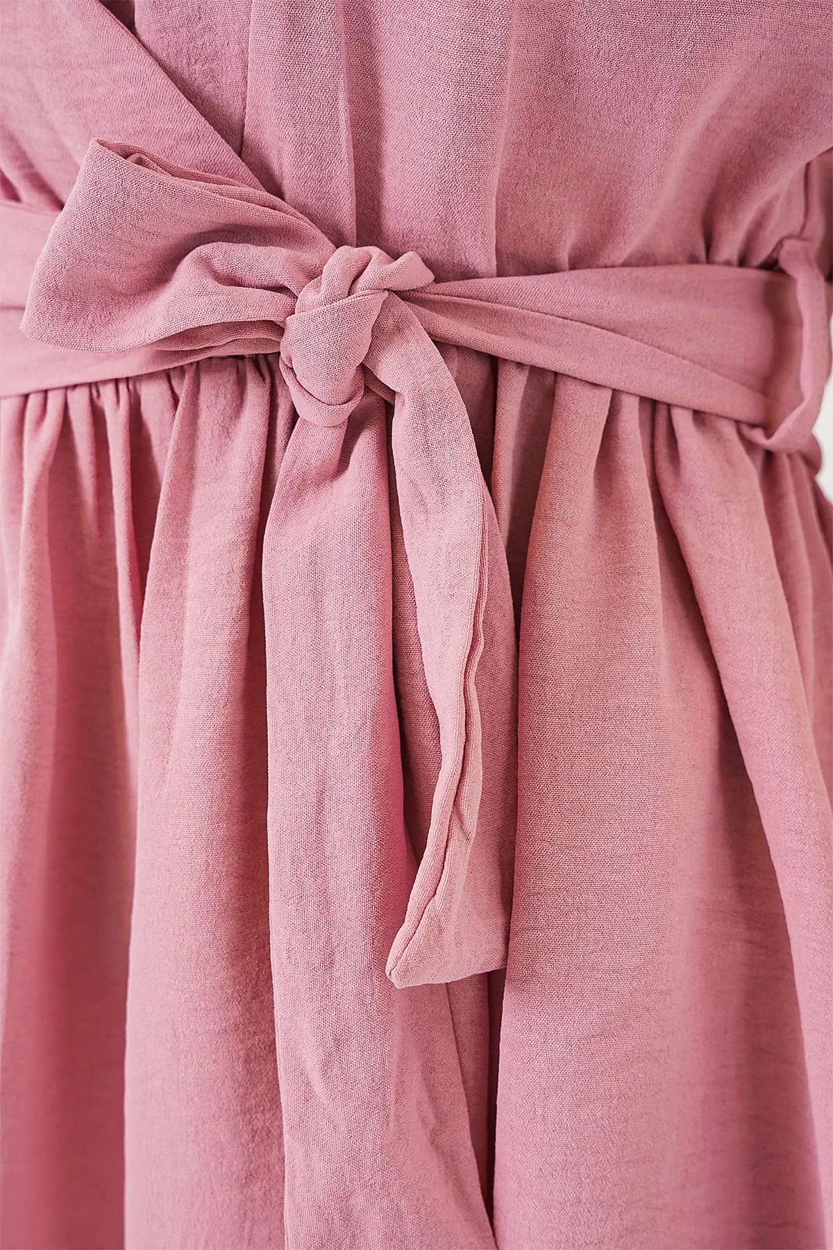 Kadın Kruvaze Yaka Kolsuz Bluz 966 - Pudra