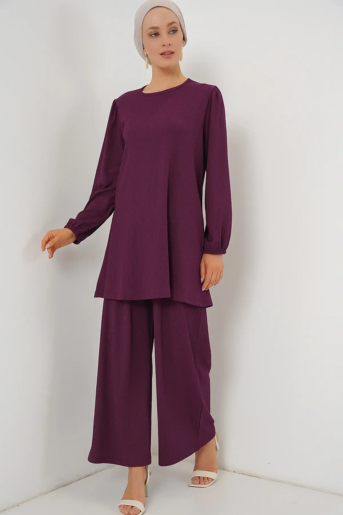 Kadın Tunik Pantolon Alt Üst Takım 6663 - Mor