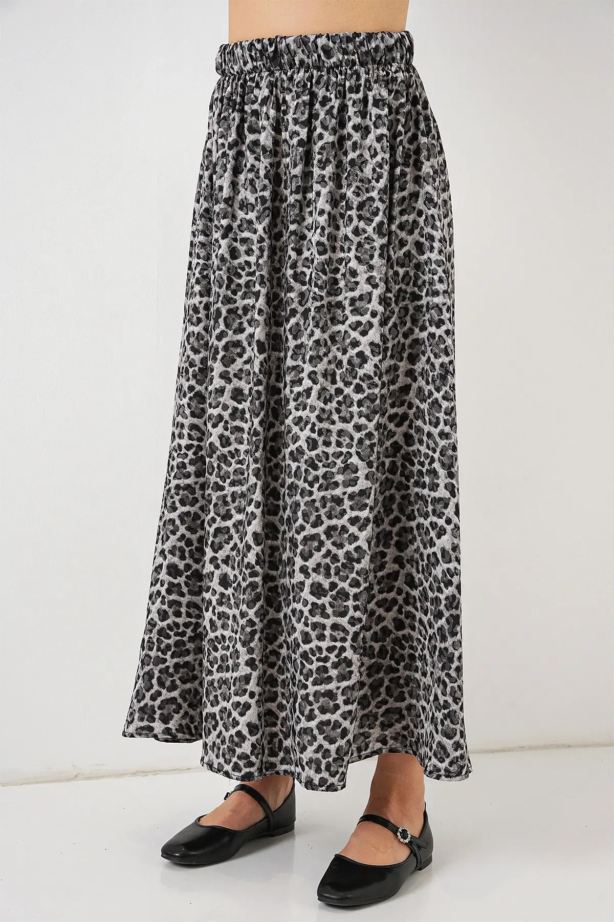 Kadın Uzun Ayrobin Etek 8050 - Antrasit