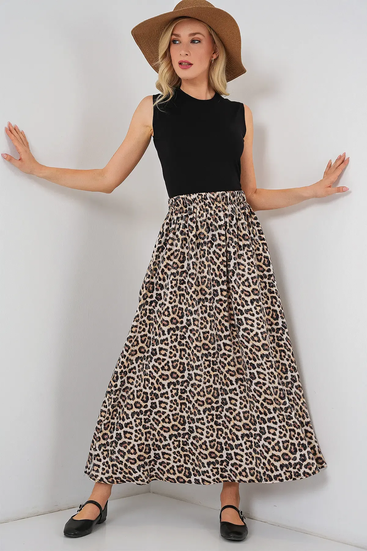 Kadın Uzun Ayrobin Etek 8050 - C. Kahverengi