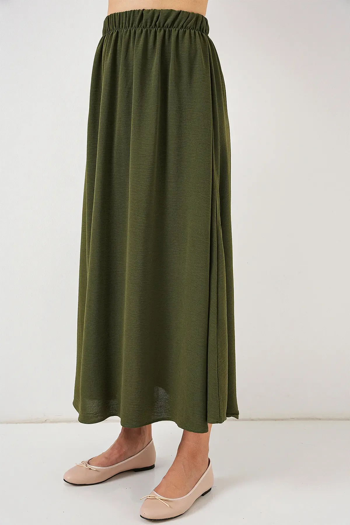 Kadın Uzun Ayrobin Etek 8050 - Haki