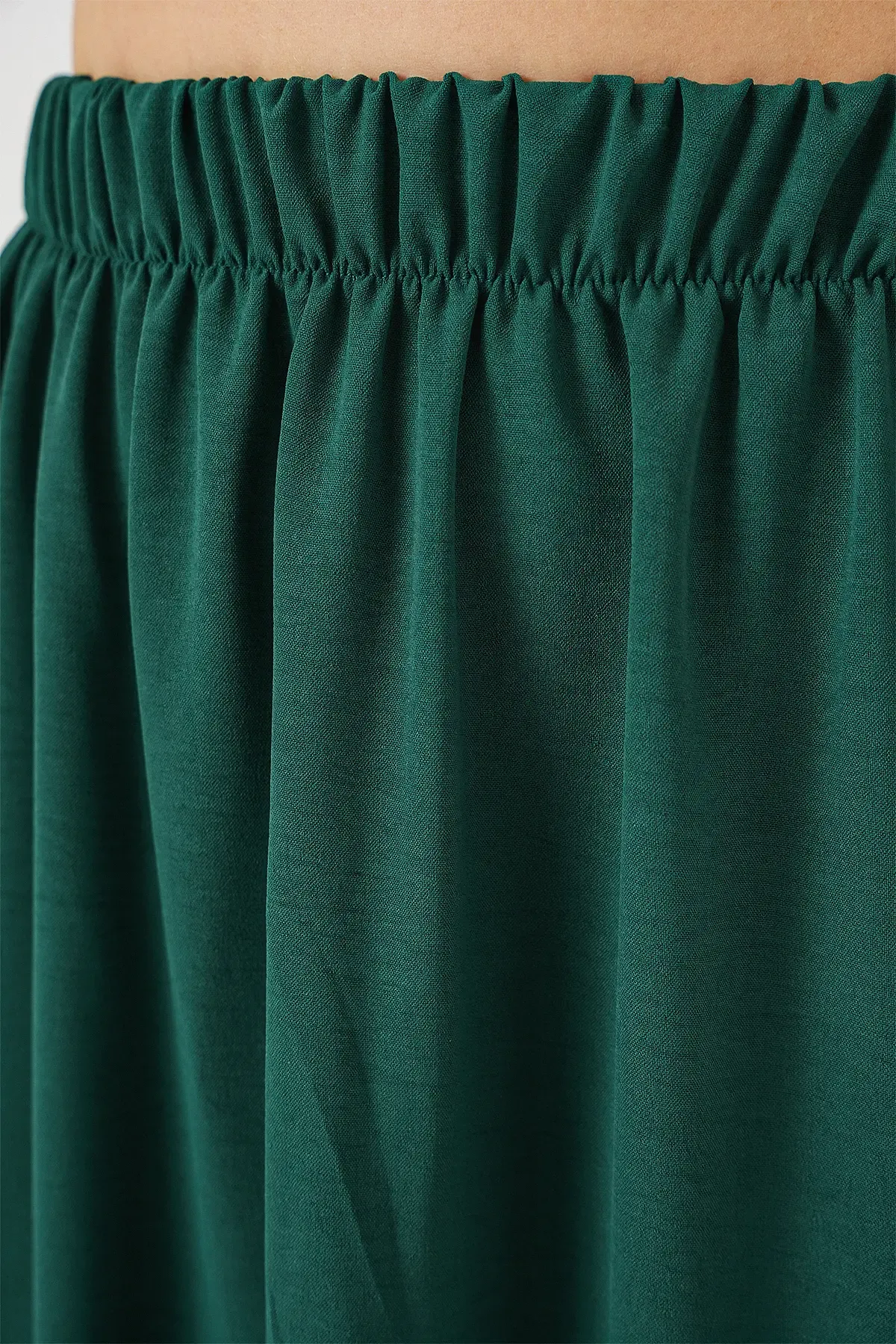 Kadın Uzun Ayrobin Etek 8050 - Zümrüt Yeşili