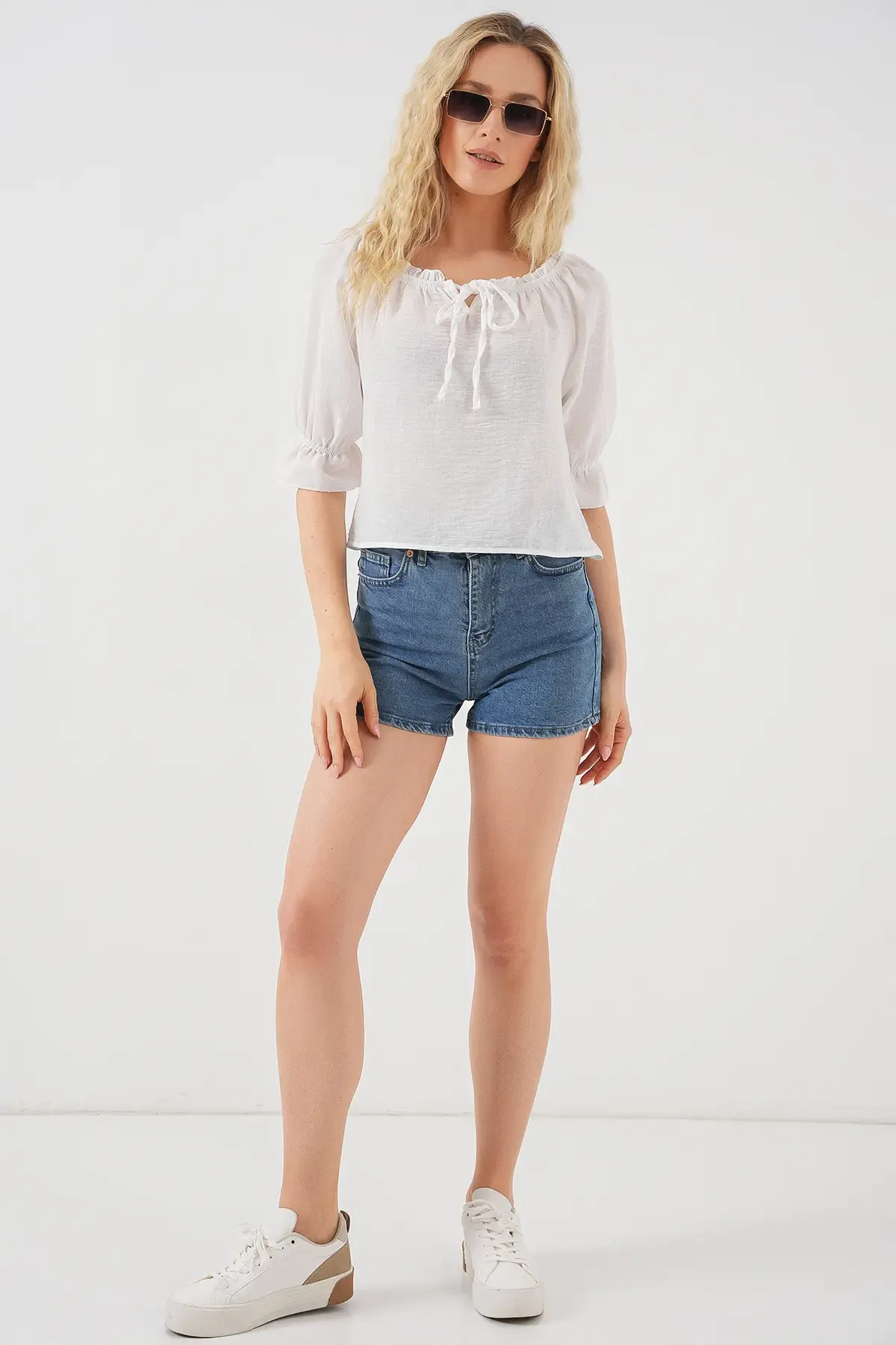 Kadın Yakası Fırfır Detaylı Bluz 959 - Beyaz