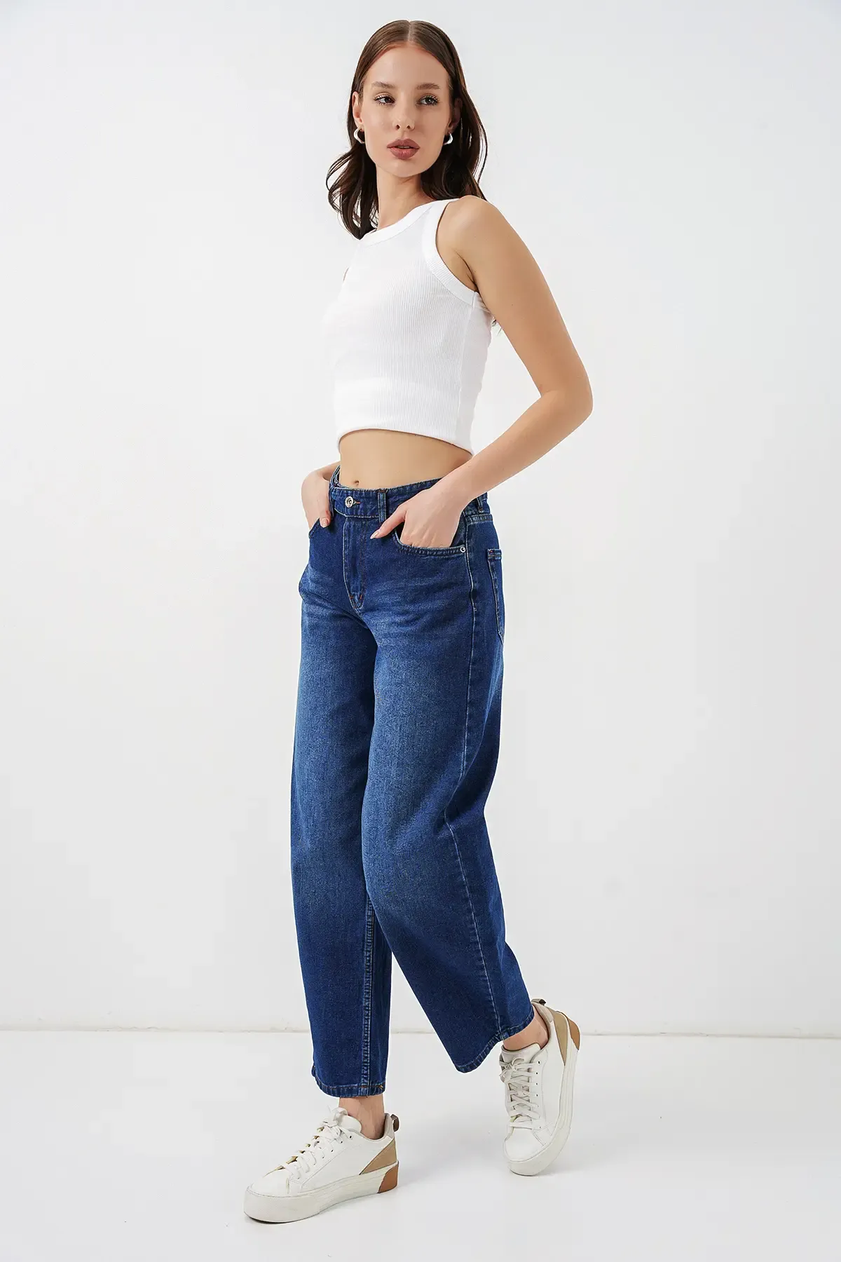 Kadın Yüksek Bel Kot Pantolon 30081 - Lacivert