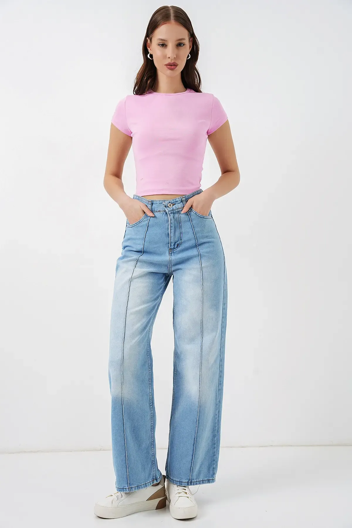 Kadın Yüksek Bel Kot Pantolon 30082 - Açık Mavi