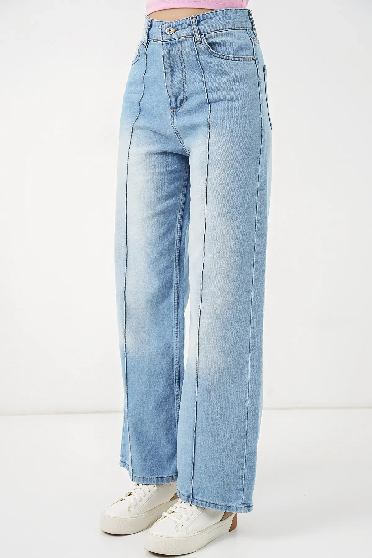 Kadın Yüksek Bel Kot Pantolon 30082 - Açık Mavi