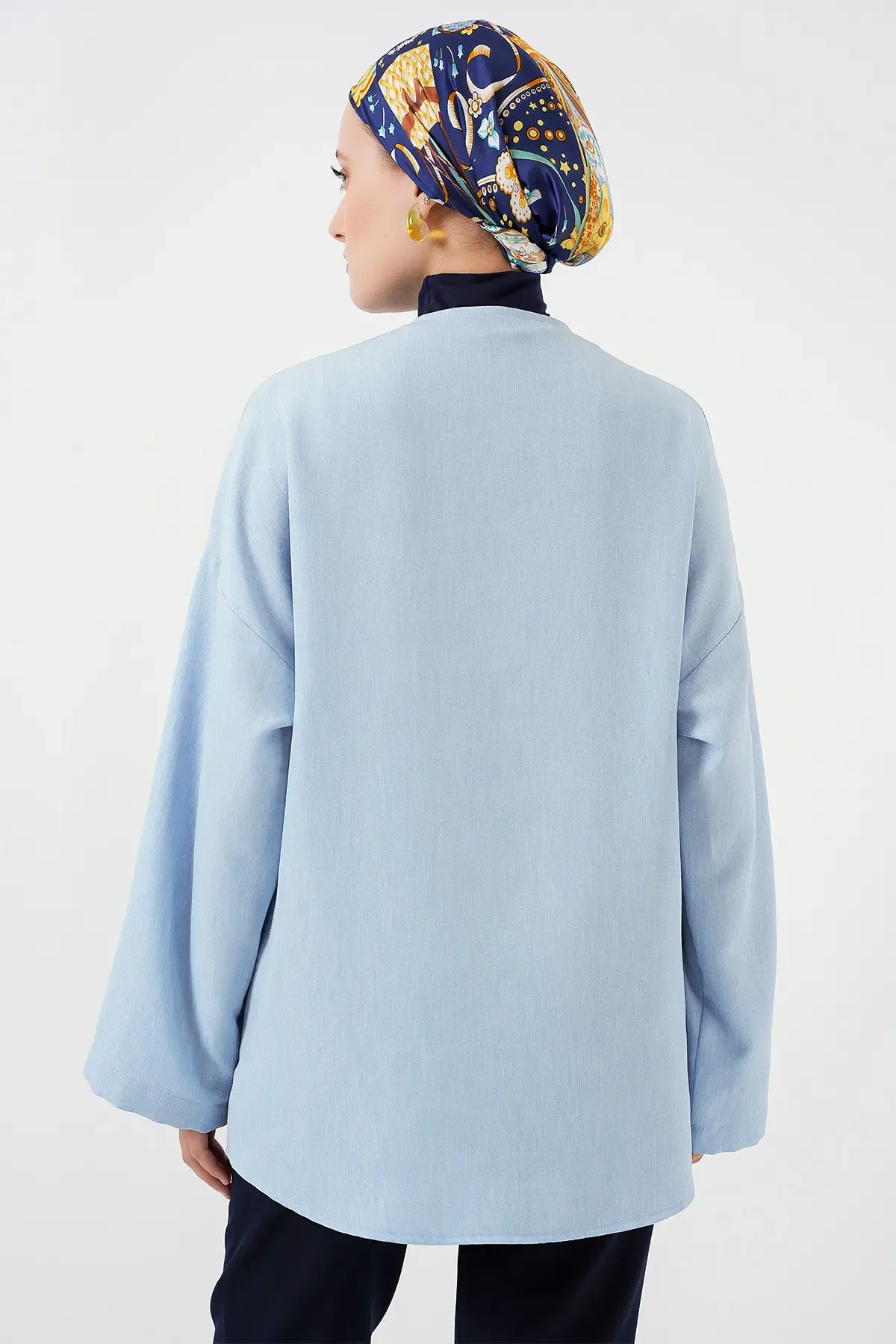 Keten Tesettür Kimono 5968 - Mavi