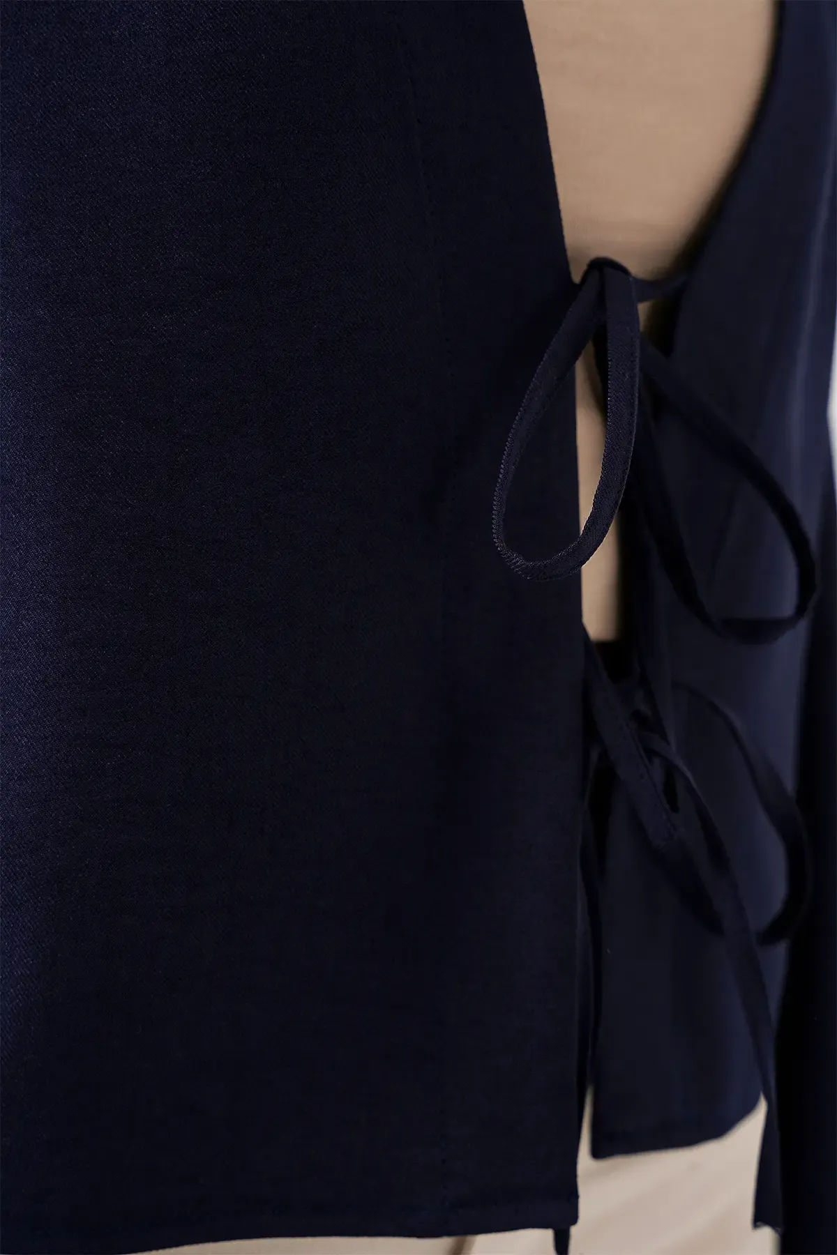 Önü Bağlamalı Keten Kimono 960 - Lacivert