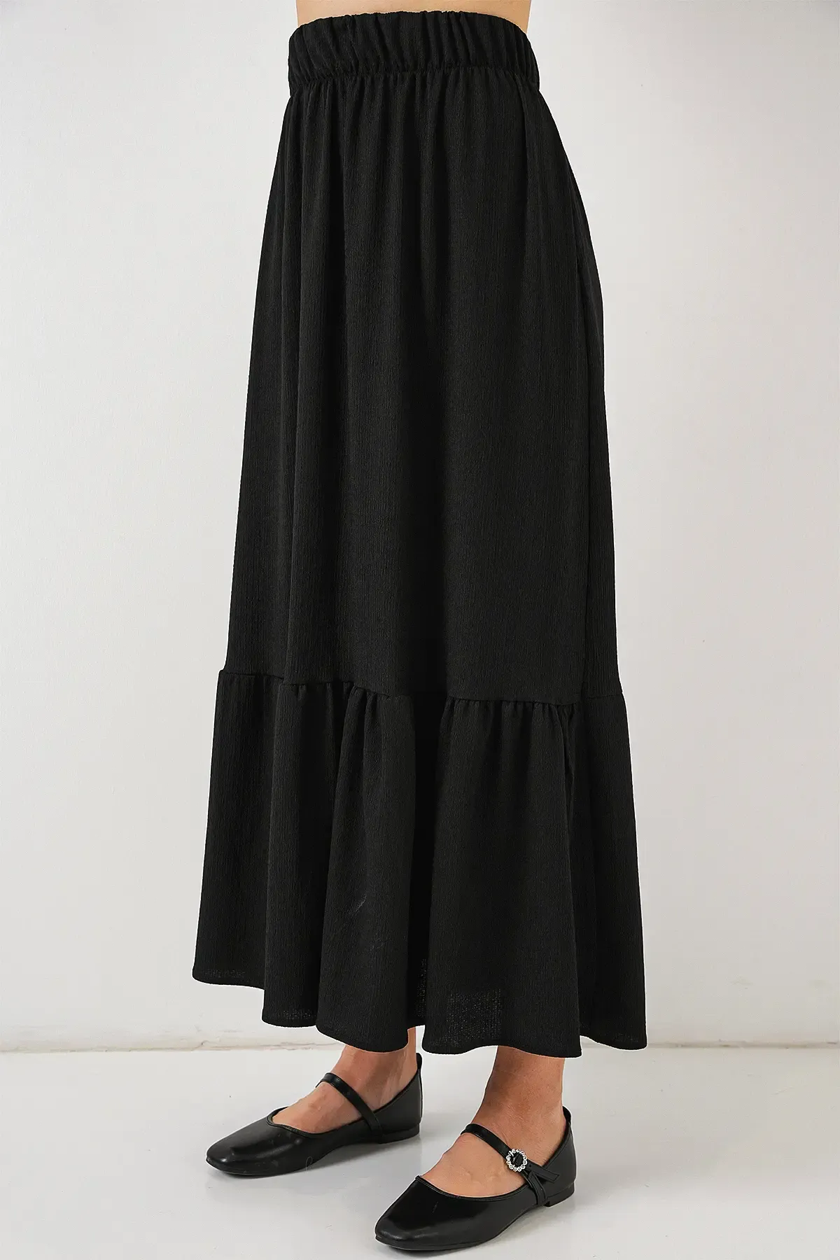 1886 Uzun Örme Etek - Siyah