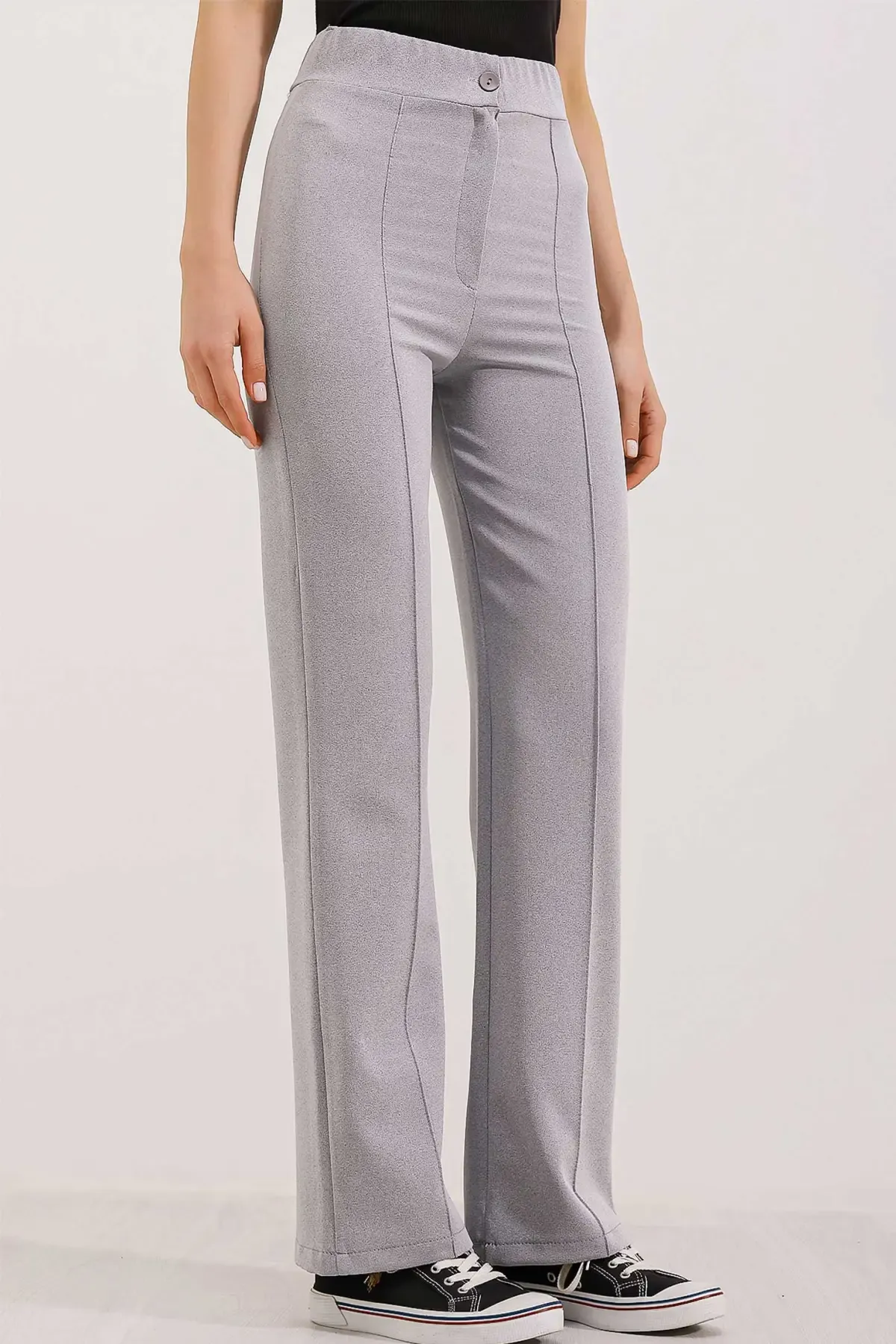 6629 Yüksek Bel Palazzo Pantolon - Gri