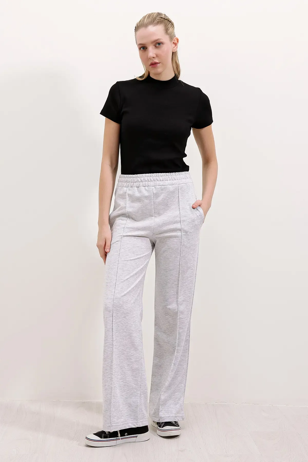 6641 Geniş Paça Spor Eşofman Altı - Gri