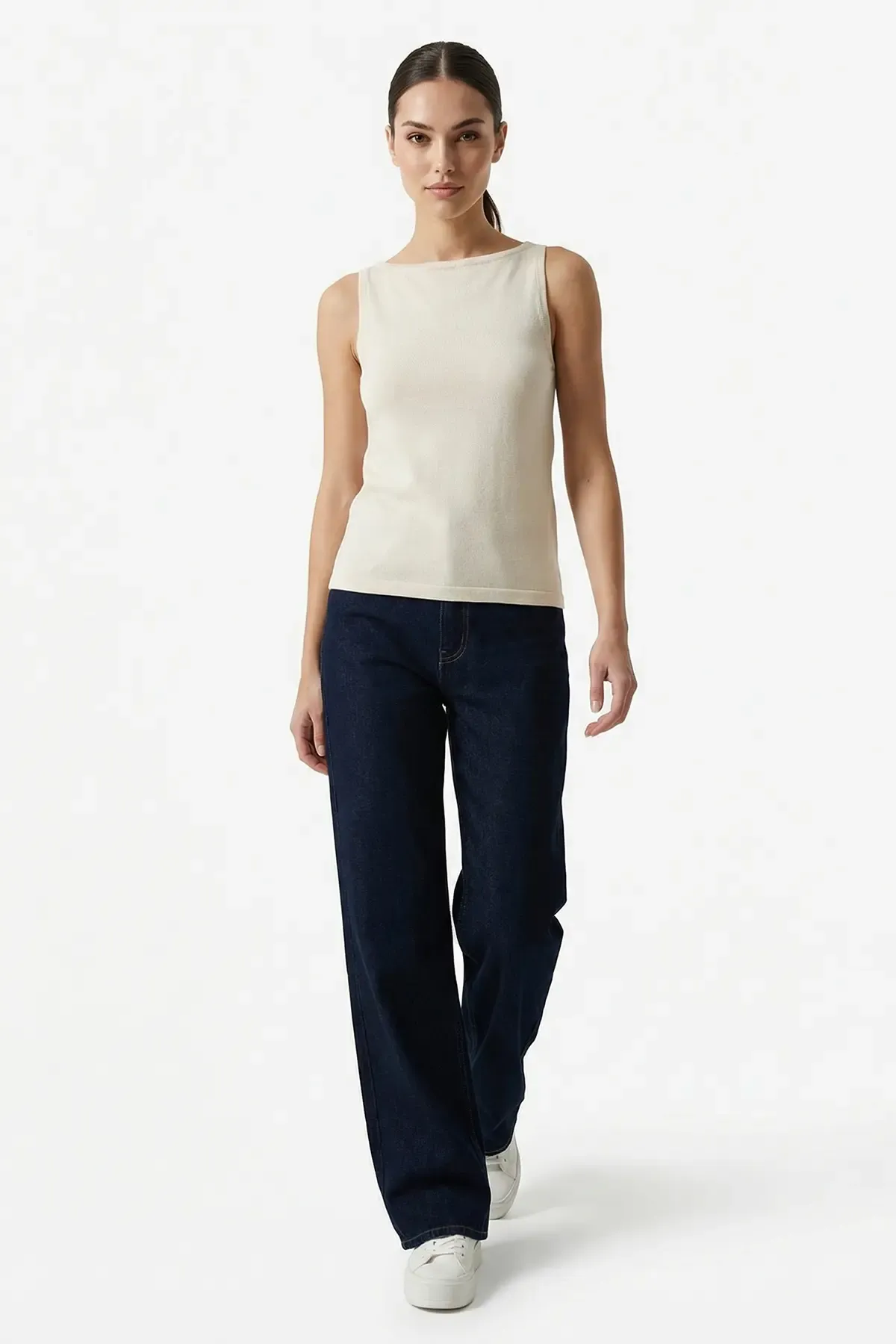 Kadın Askılı Örme Atlet 15935 - Krem