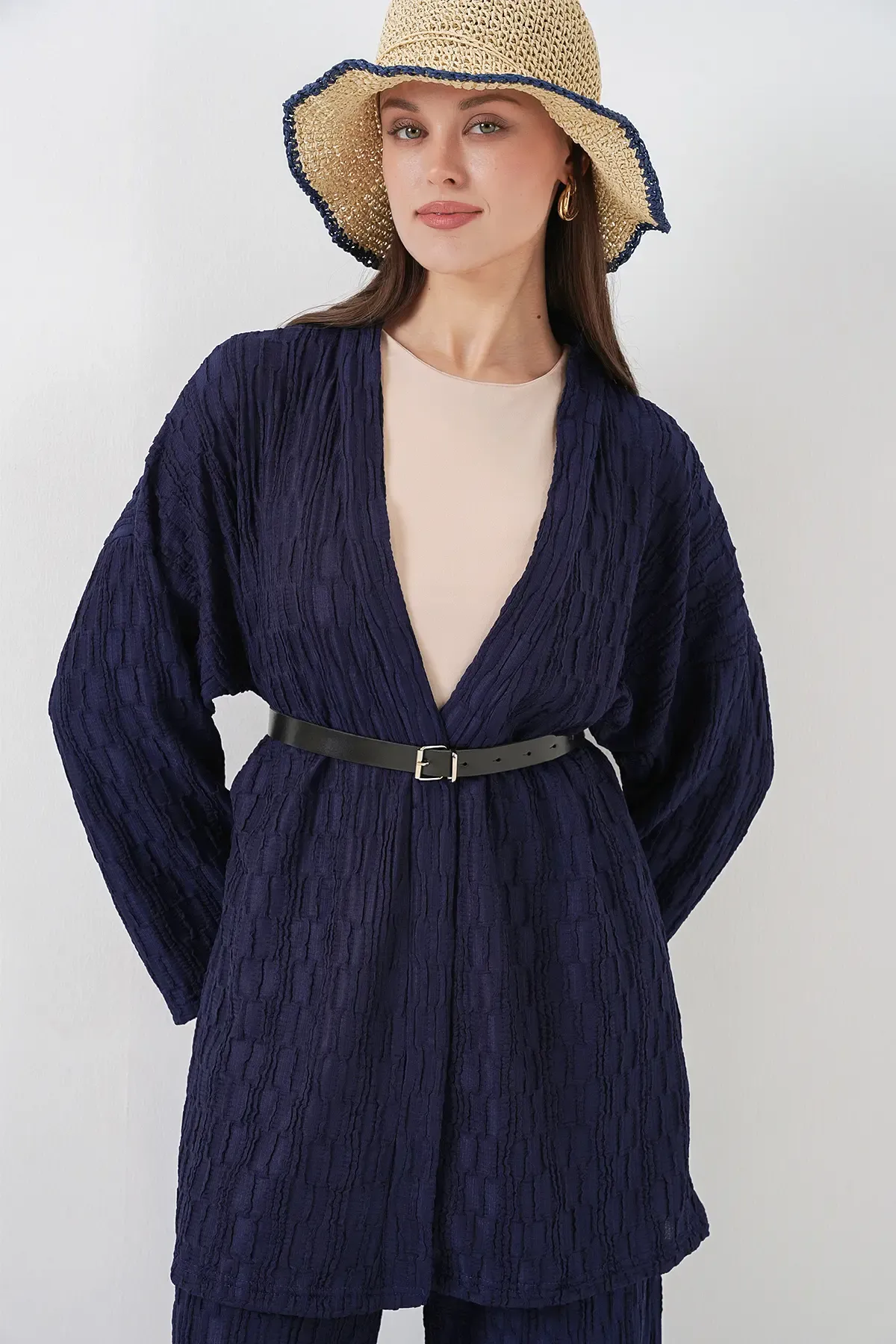 Kadın Kimono Pantolon İkili Takım 30078 - Lacivert