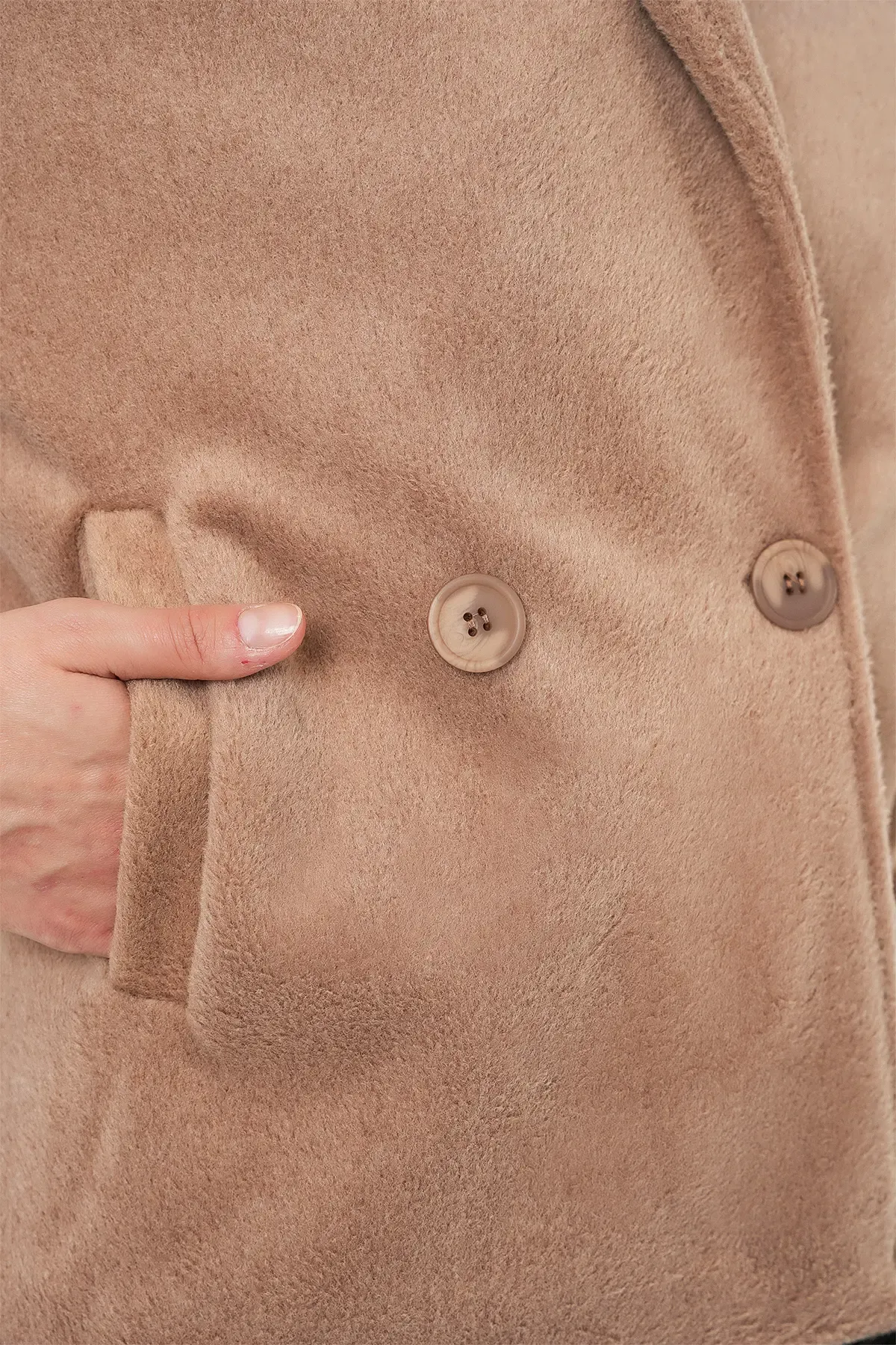 Kadın Kısa Kaşe Ceket 0725 - Bisküvi