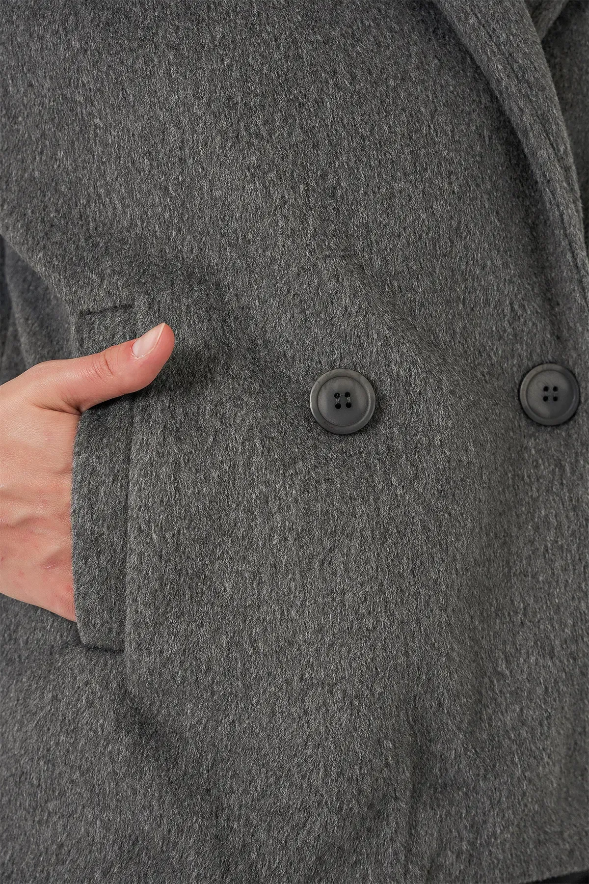 Kadın Kısa Kaşe Ceket 0725 - Gri