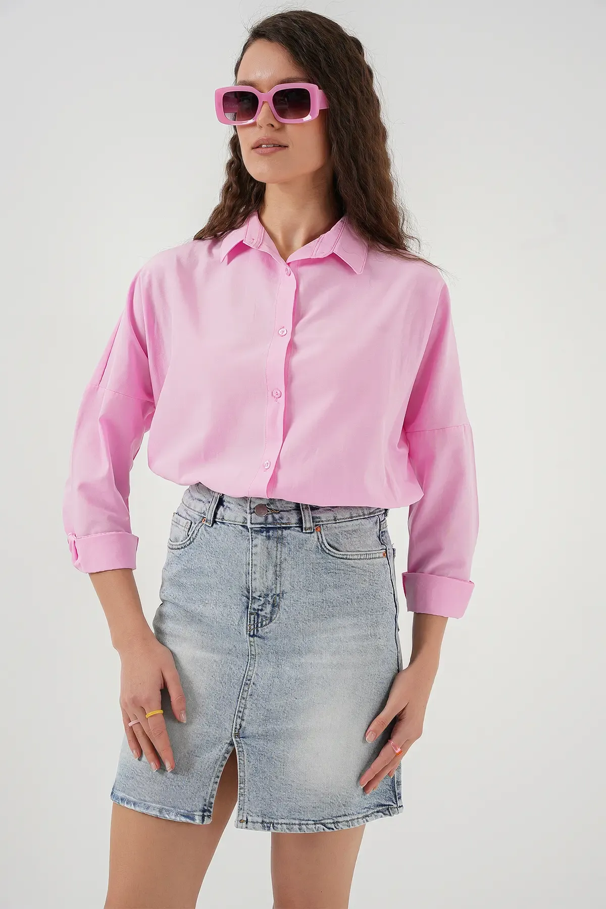 Kadın Mini Kot Etek 8037 - Mavi