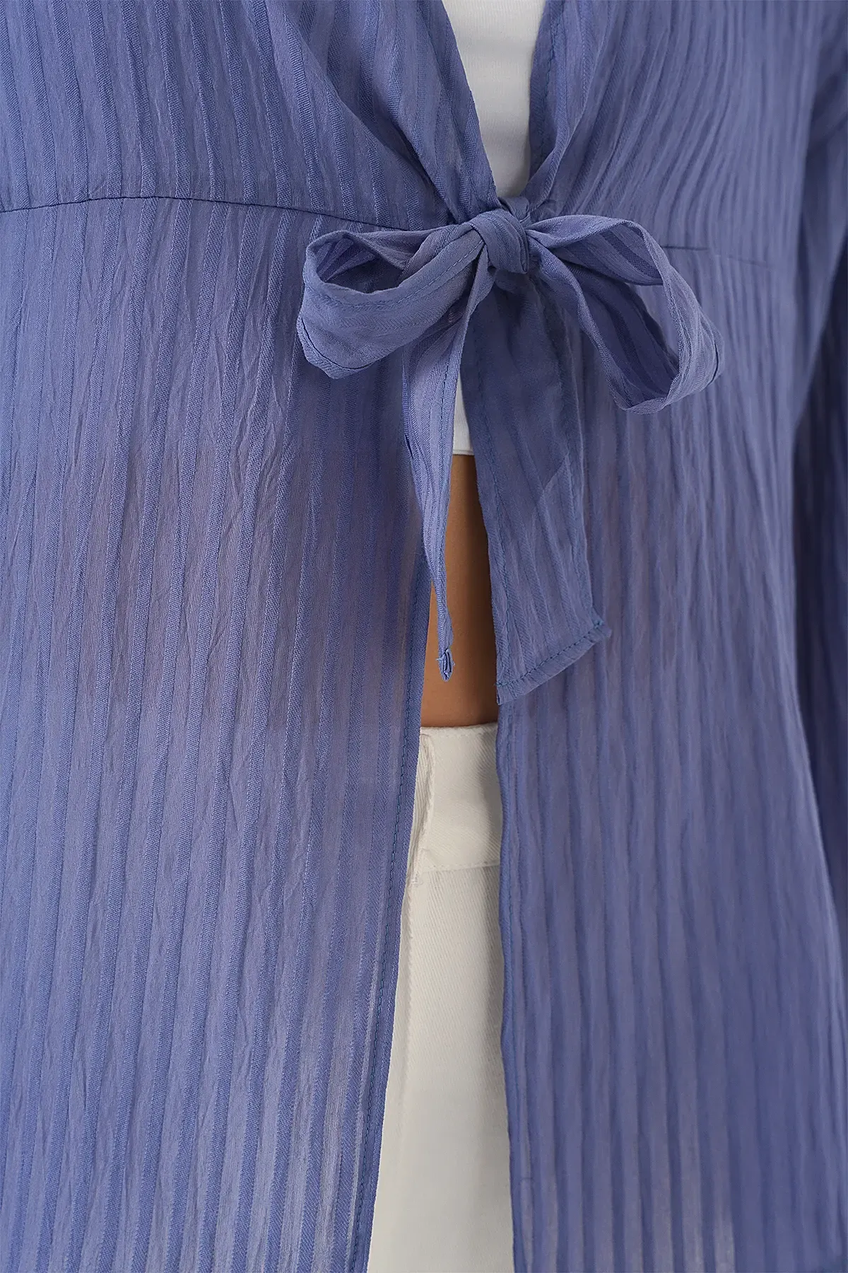 Kadın Önü Bağcıklı Bluz 952 - İndigo