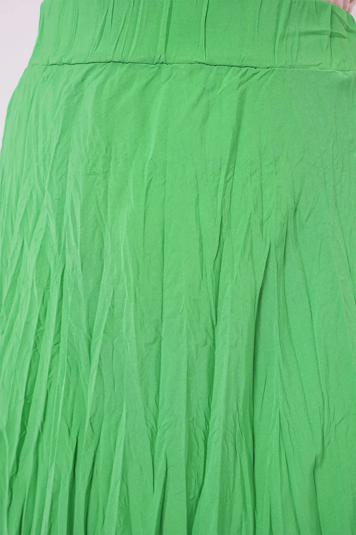 Kadın Uzun Kırışık Etek 8042 - Yeşil