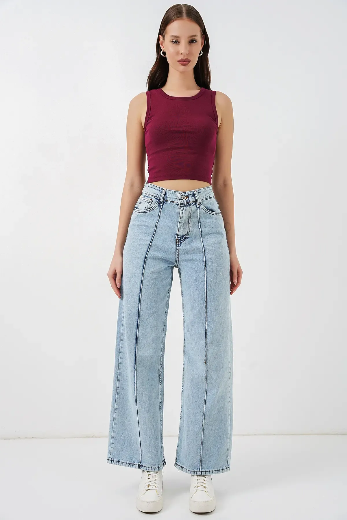 Kadın Yüksek Bel Kot Pantolon 30082 - Mavi