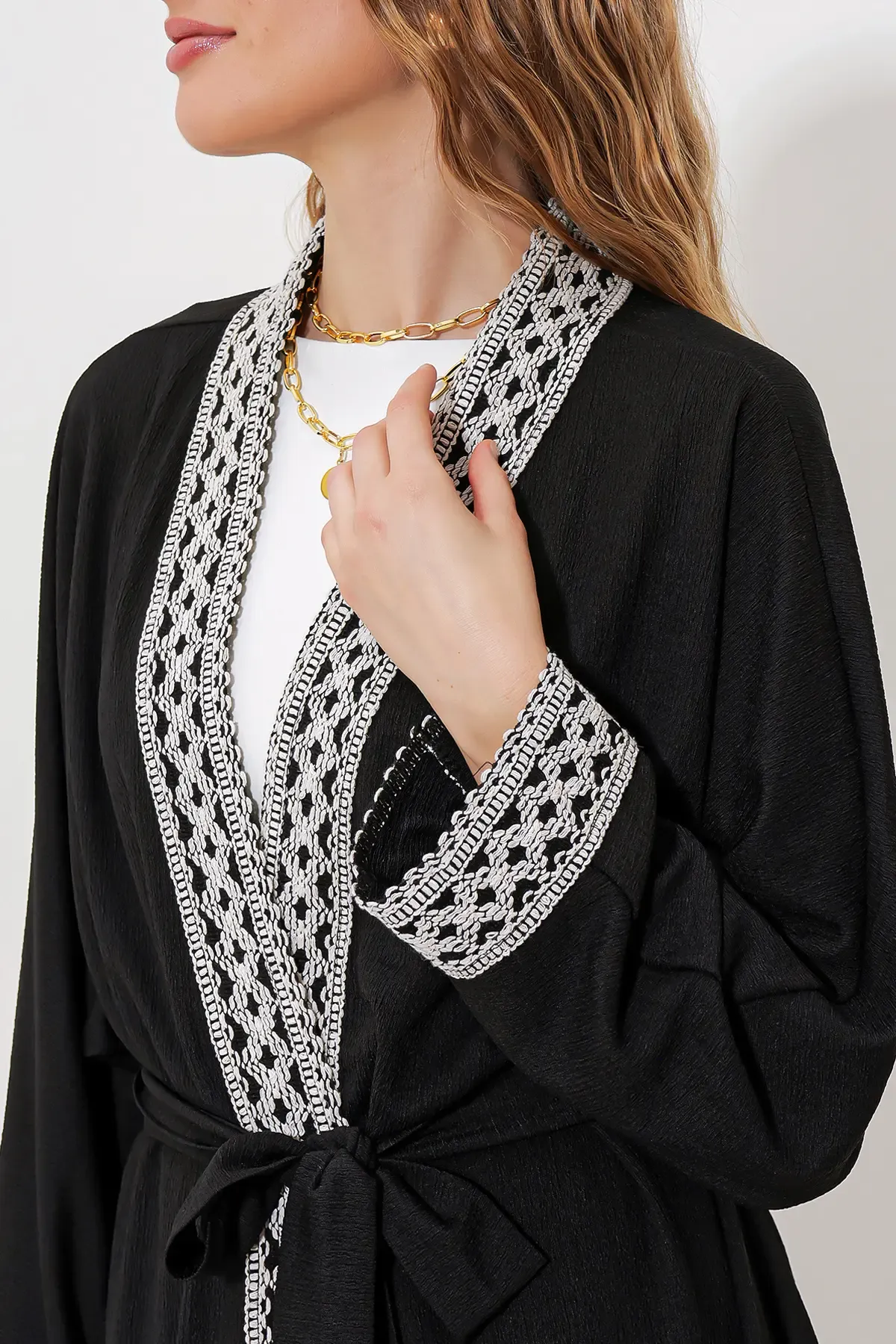 6643 Örme Kimono Takım - Siyah