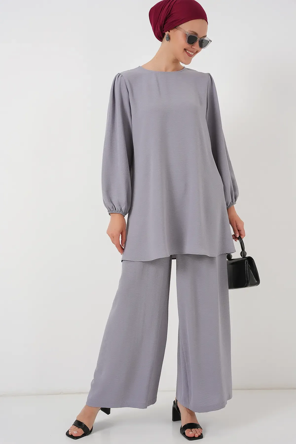 Ayrobin Tunik Pantolon Alt Üst Takım 6712 - Gri