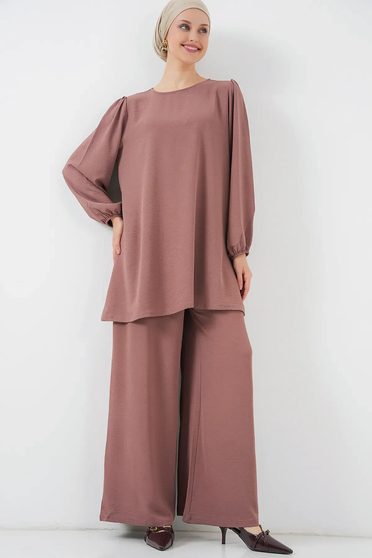 Ayrobin Tunik Pantolon Alt Üst Takım 6712 - Gül Kurusu