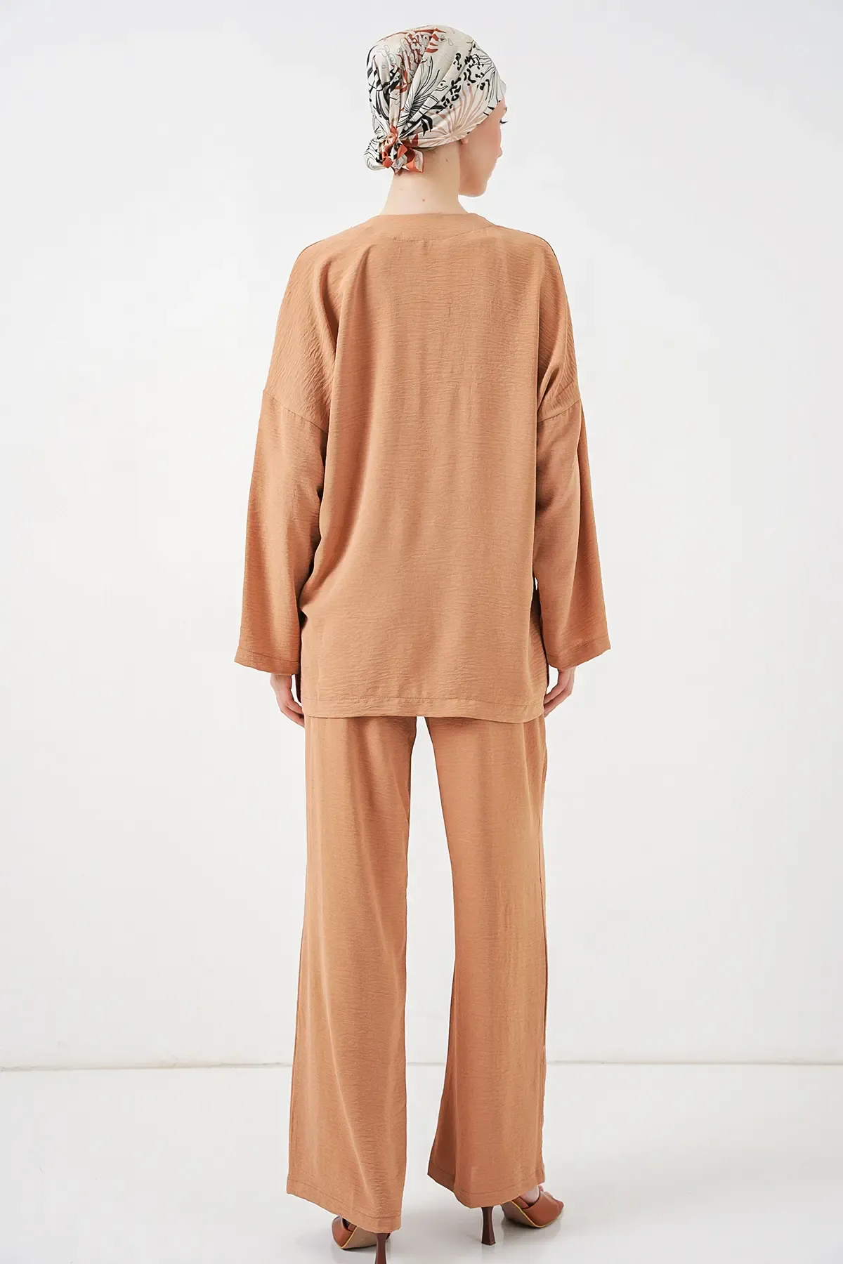 Kadın Ayrobin Kimono Pantolon İkili Takım 6739 - Bisküvi