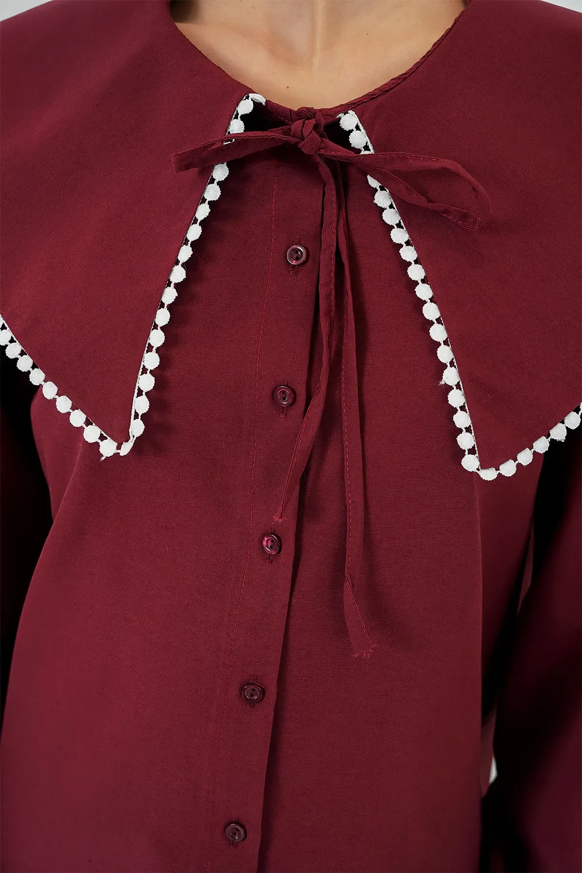 Kadın Bebe Yaka Gömlek 20314 - Bordo