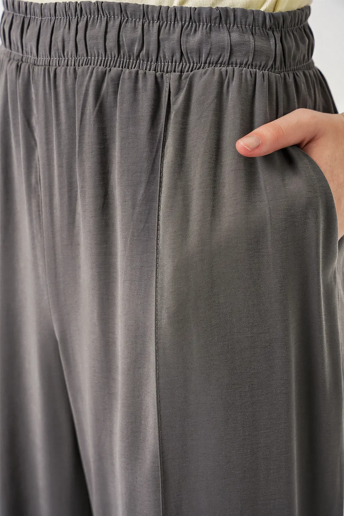 Kadın Beli Lastikli Bol Paça Pantolon 30087 - Antrasit