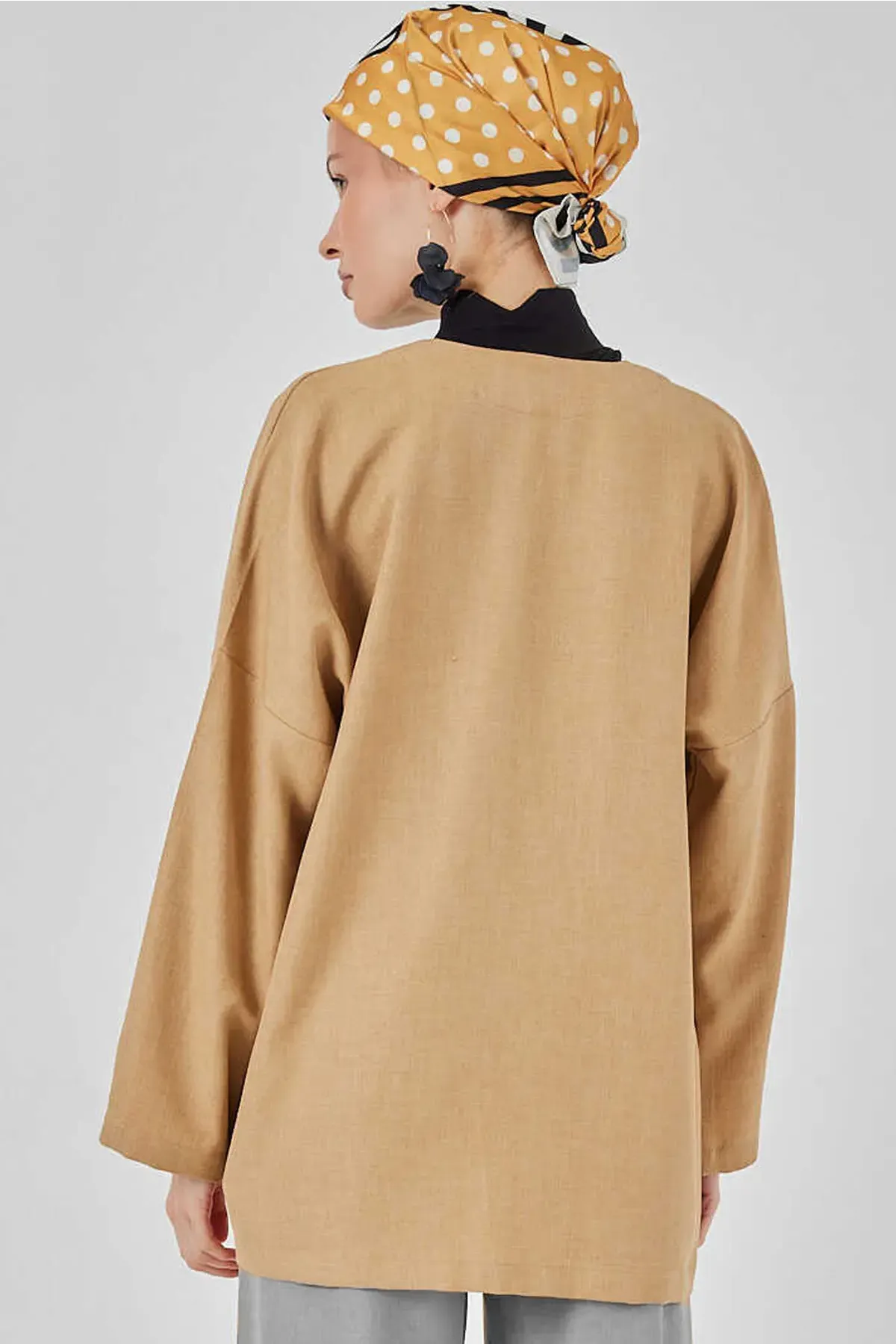Keten Tesettür Kimono 5968 - Camel