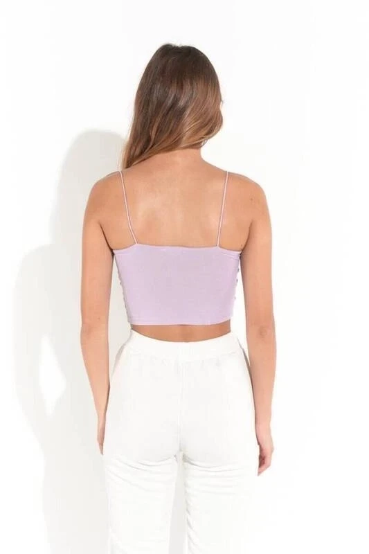 Kadın Lila İp Askılı Örme Büstiyer HZL24S-ZK12001