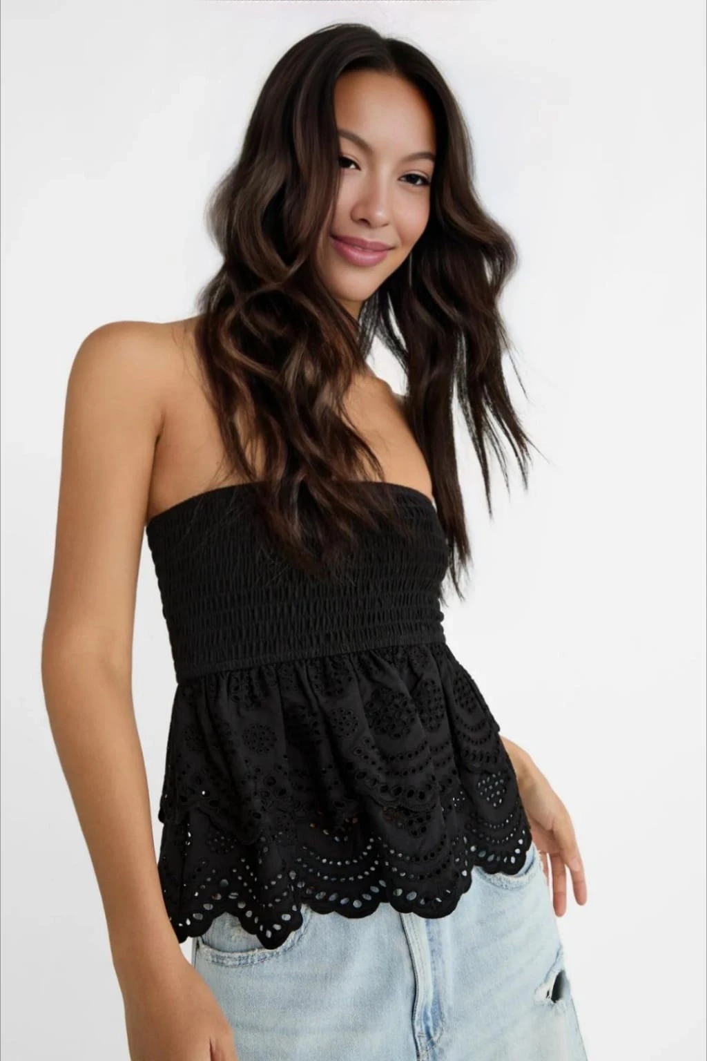 Kadın Siyah Gipeli İşlemeli Bluz ve Etek Model HZL24S-ZK11111