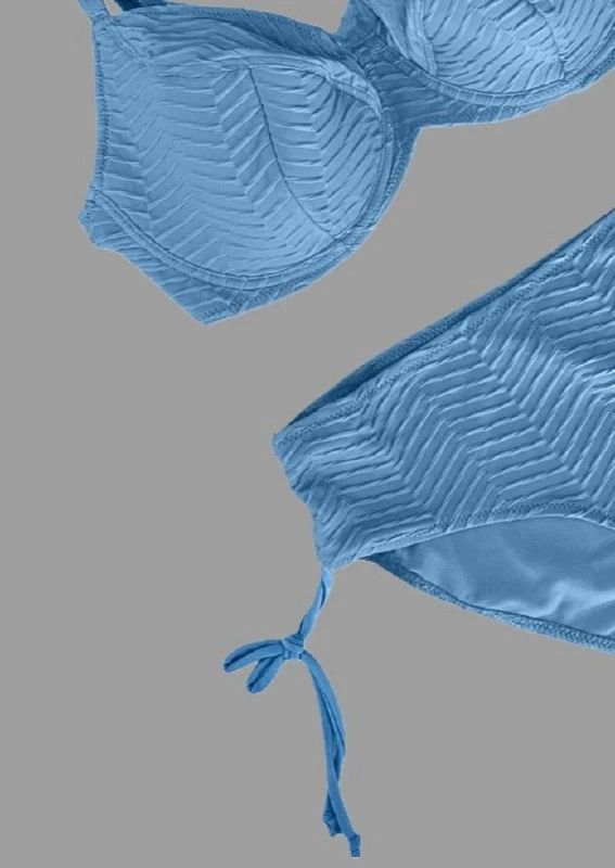 Kadın  Buz Mavi Desenli Büyük Beden Astarlı Bikini Takım HZL25S-LC4004