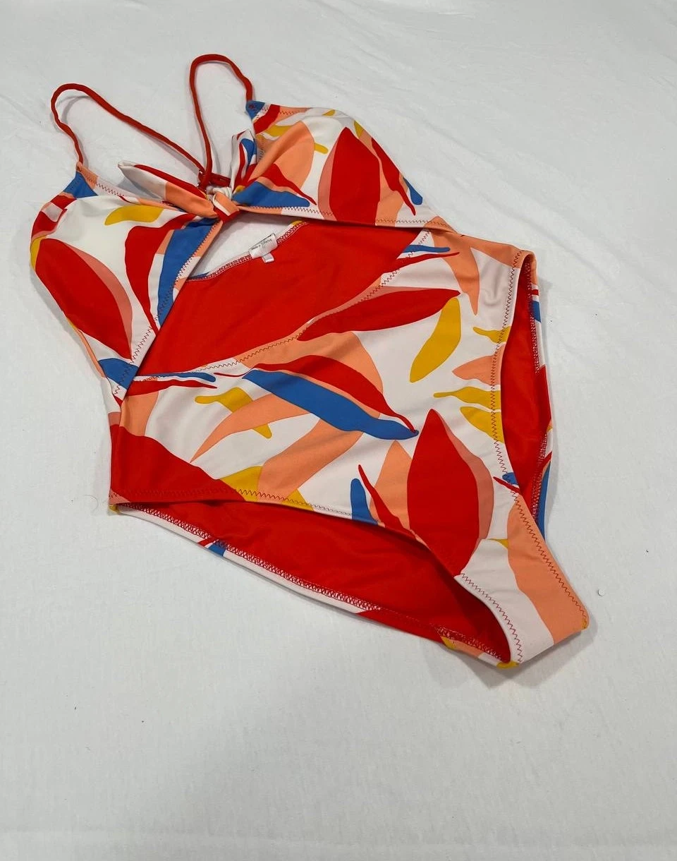 Kadın Çok Renkli Tropikal Desenli Astarlı Mayokini HZL25S-AR1824