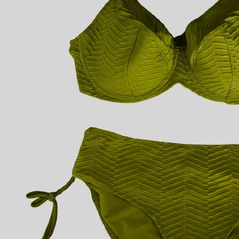 Kadın Haki Desenli Büyük Beden Astarlı Bikini Takım HZL25S-LC4004