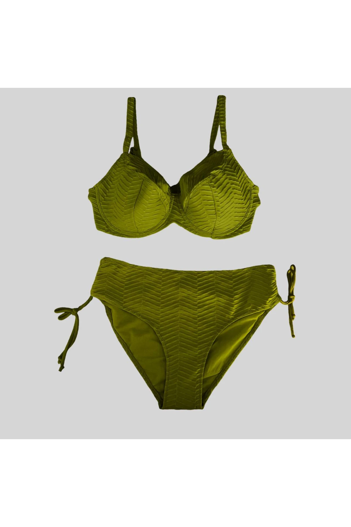 Kadın Haki Desenli Büyük Beden Astarlı Bikini Takım HZL25S-LC4004