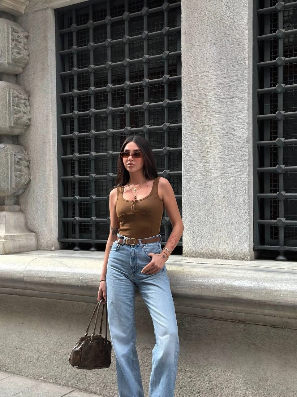 Kadın Kahverengi Önü Çıt Çıt Kapamalı Crop HZL25S-ZK11671