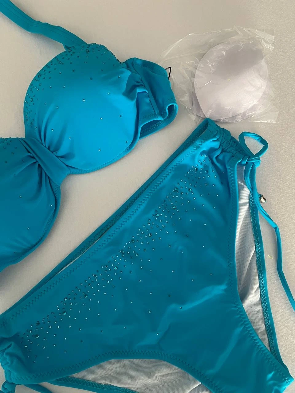 Kadın Mavi Taş İşlemeli Astarlı Bikini Takım HZL25S-LC3361