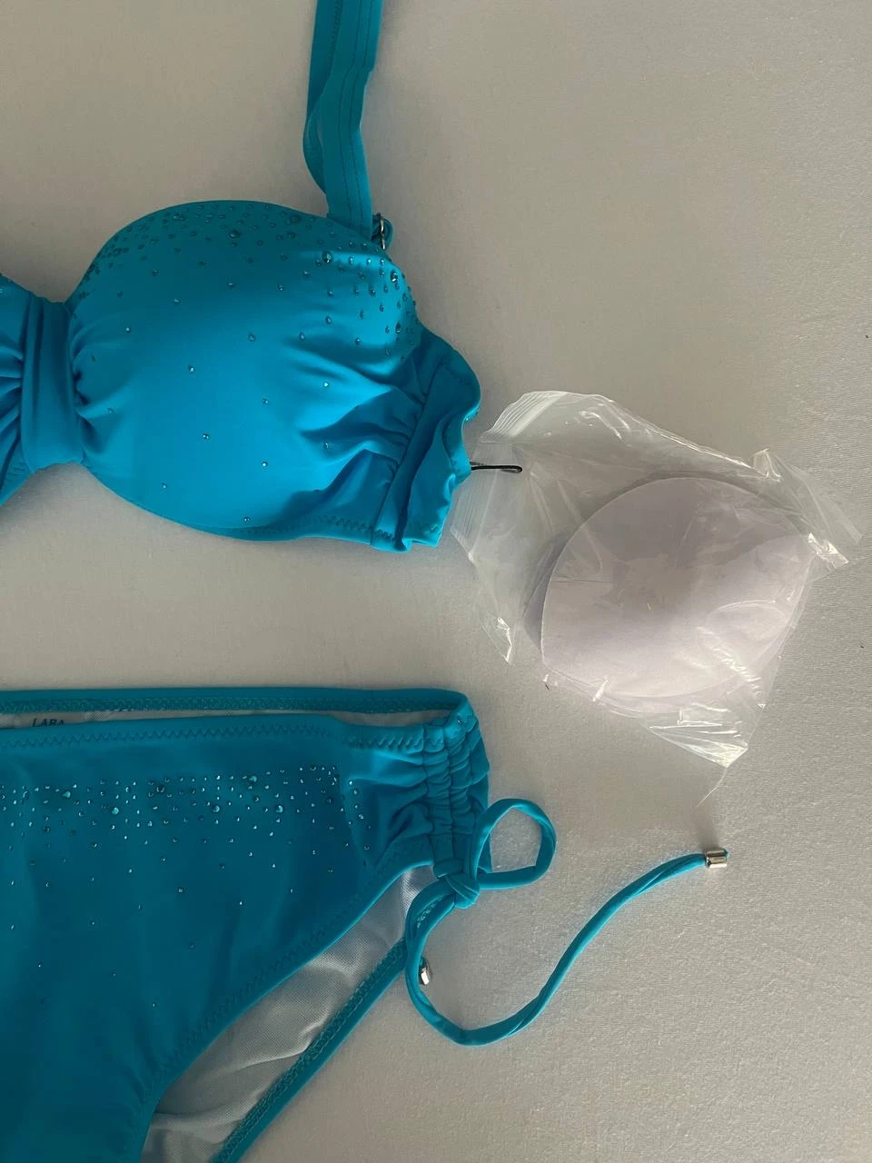 Kadın Mavi Taş İşlemeli Astarlı Bikini Takım HZL25S-LC3361