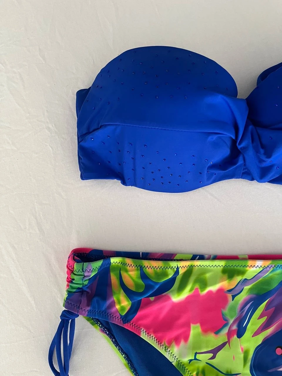 Kadın Saks Mavi Taş İşlemeli Astarlı Bikini Takım HZL25S-LC3334