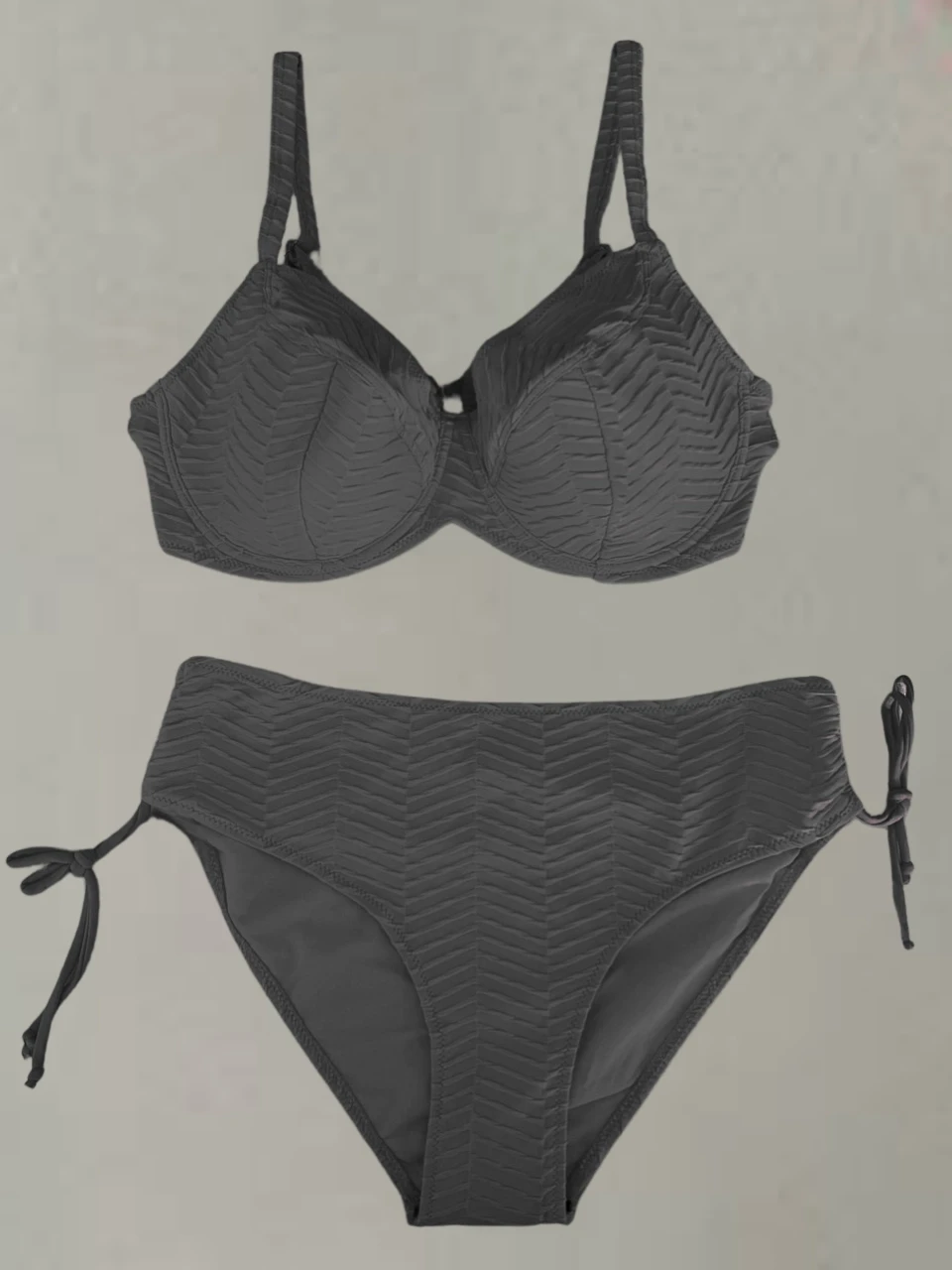 Kadın Siyah Desenli Büyük Beden Astarlı Bikini Takım HZL25S-LC4004