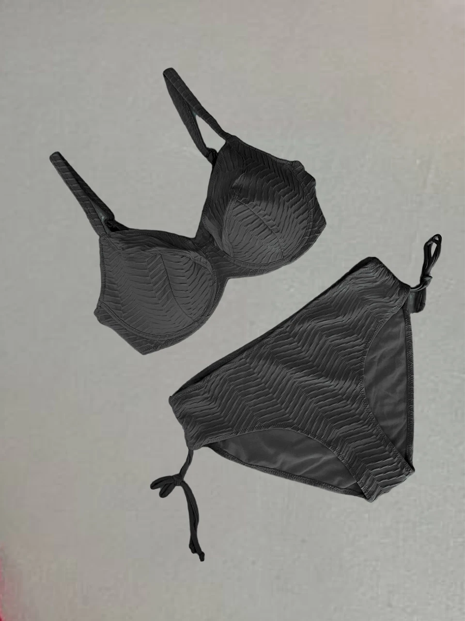 Kadın Siyah Desenli Büyük Beden Astarlı Bikini Takım HZL25S-LC4004