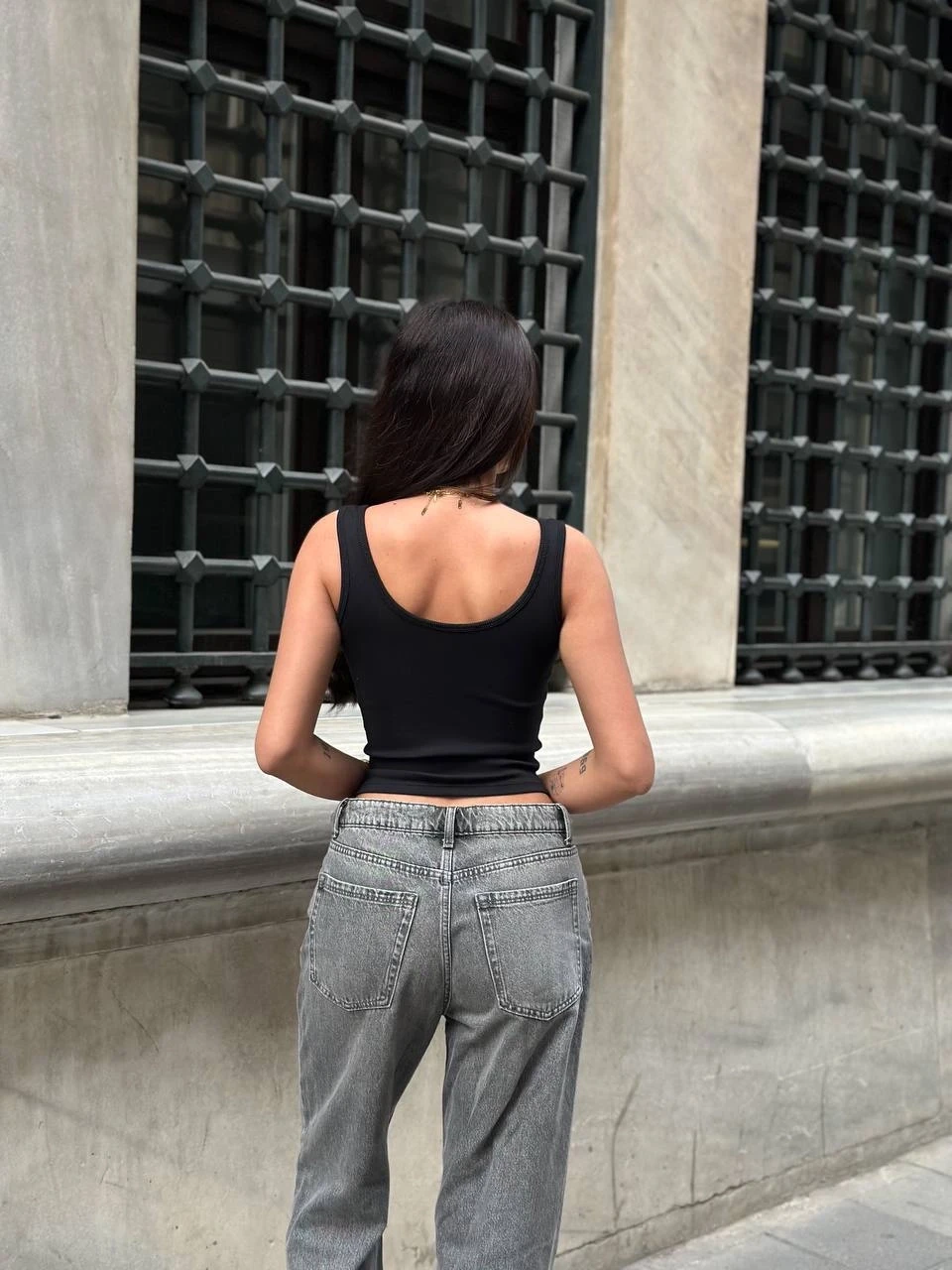 Kadın Siyah Önü Çıt Çıt Kapamalı Crop HZL25S-ZK11671