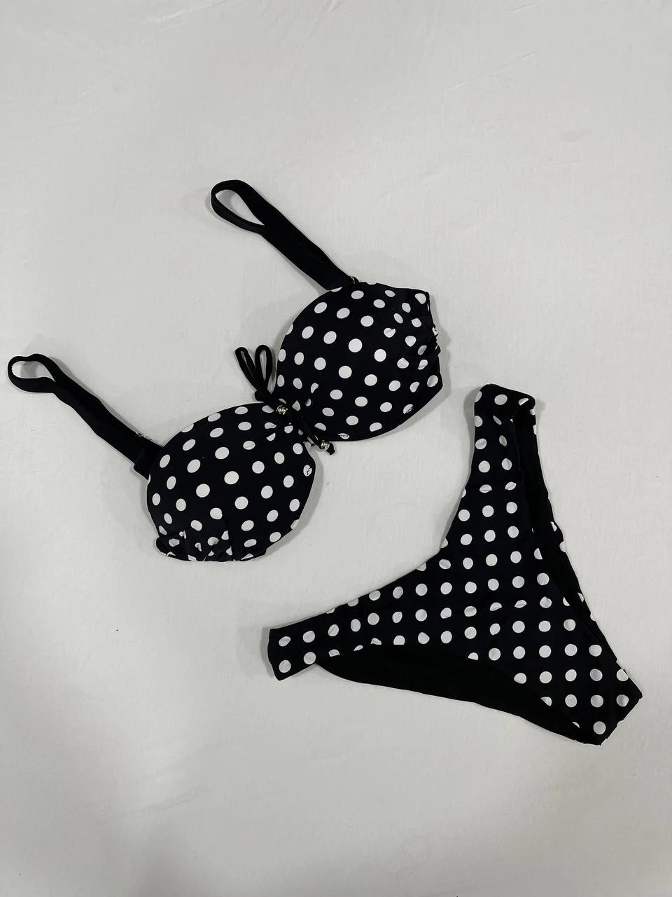 Kadın Siyah Puantiyeli Astarlı Bikini Takım HZL25S-LC2223